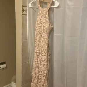 Pink Backless mermaid prom dress
